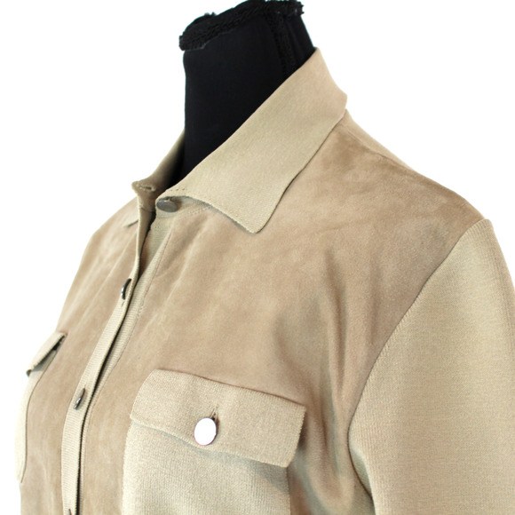 Hermes Suede Tan Knit Cotton Button Up Collared Polo Shirt L Short Sleeve Top - Picture 3 of 7